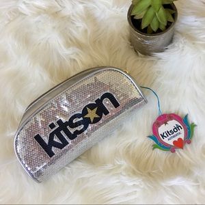 NWT! ✨ Kitson Silver Sequin Cosmetic/Makeup Bag
